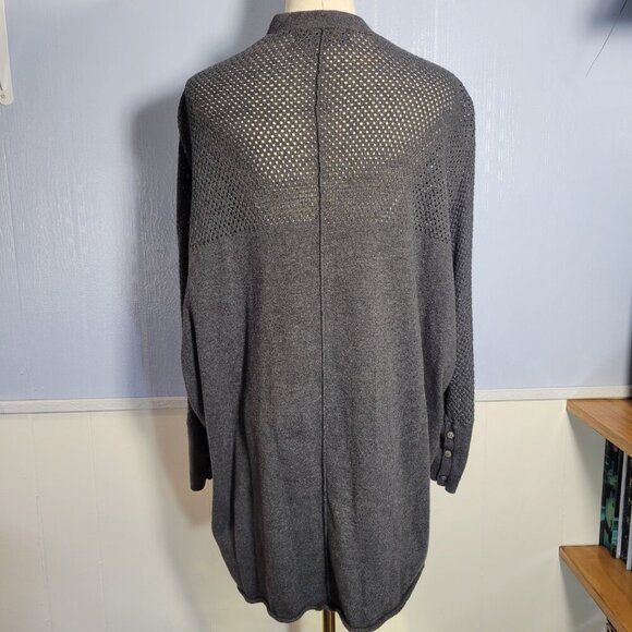Democracy Medium Dark Gray Dolman Longsleeve Lightweight Open Cardigan Sweater - Picture 5 of 10